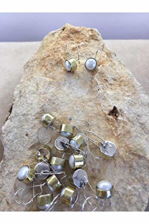 Beyisa Doğal İnci Taşlı Otantik Gümüş Kadın Küpe 925 Ayar Mini Küpe Inci Taşlı Küpe