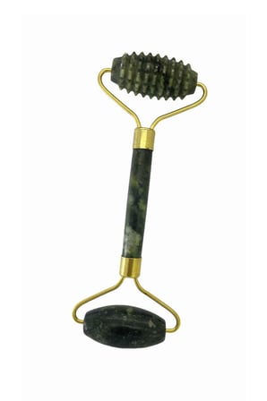 Doğal Taşlı Yeşim Taşlı Jade Roller Guasha Taşı Rulo İkili Masaj Seti