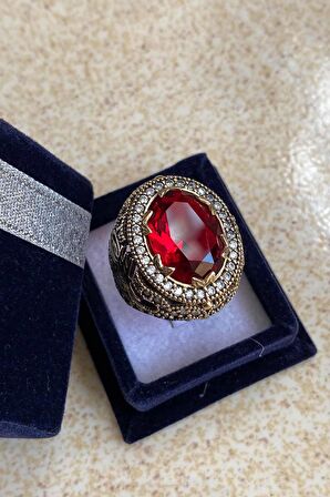 Sultani Serisi Kırmızı Lal Taşlı Renkli Taş Seçenekli Otantik 925 Ayar Gümüş Kadın Kadın Yüzük