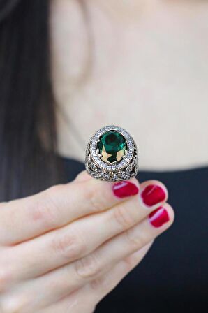 Sultani Serisi Açık Mavi Akuamarin Taşlı Renkli Taş Seçenekli Otantik 925 Ayar Gümüş Kadın Kadın Yüzük