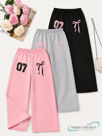 Yazlık Kız Erkek Unisex Çocuk Baggy Kalıp Siyah, Pembe, Gri 3'lü Eşofman Altı Takımı