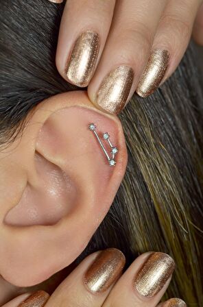 Koç Burcu Küpe Takımyıldızı Yıldızlı Piercing Helix Gümüş Renk