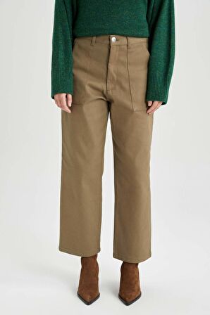 DeFacto Gabardin Kumaş Pantolon Straight Fit Cepli Yüksek Bel Düz Paça B5725AX23AUKH203