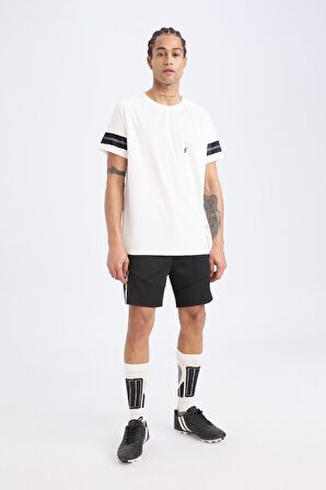 DeFactoFit Slim Fit Dar Kesim Sporcu Kısa Paça Skuba Dalgıç Kumaş Şort D0673AX24AUBK81