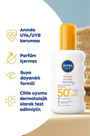 Nivea Sun Anında Güneş Koruyucu Vücut Spreyi 200ml Spf50, Yüz Temizleme Köpüğü, Tonik 200ml, Çanta Hediye