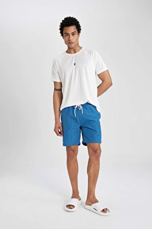 DeFactoFit Regular Fit Baskılı Kısa Boy Sporcu Deniz Şortu B5991AX24HSBE376