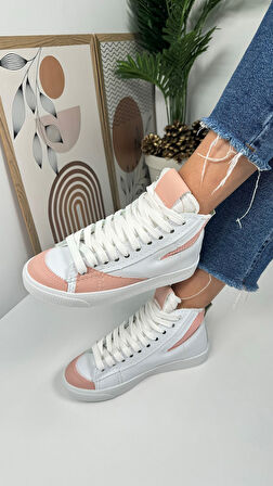 Günlük Kadın Sneaker Bağcıklı Tırtıklı Taban Süet Detaylı Yürüyüş Spor Basket Ayakkabı 08