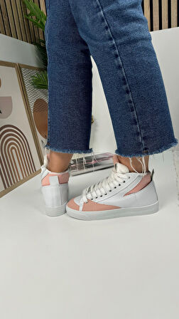 Günlük Kadın Sneaker Bağcıklı Tırtıklı Taban Süet Detaylı Yürüyüş Spor Basket Ayakkabı 08