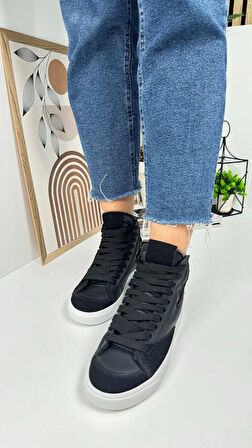 Günlük Kadın Sneaker Bağcıklı Tırtıklı Taban Süet Detaylı Yürüyüş Spor Basket Ayakkabı 08