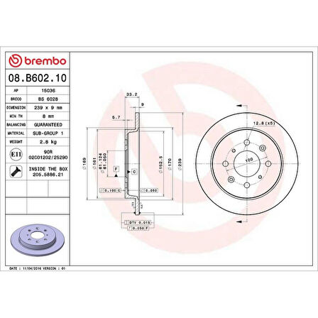 FREN DISK ARKA DUZ 239-4 ( HONDA  JAZZ CITY 09 - 12 )
