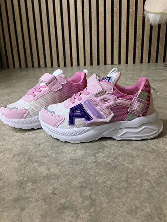 Günlük Erkek Kız Çocuk Sneaker Lastik Bağcıklı Cırtlı Hafif  Nefes Alabilen Spor Ayakkabı 080