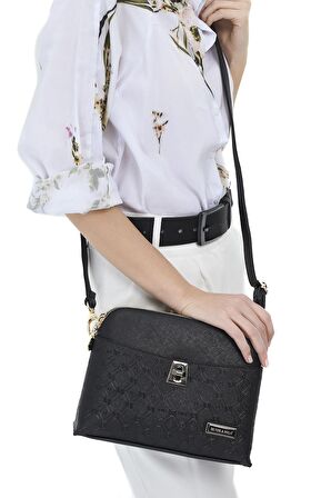 Kadın Omuz Çantası 623-8000 SİLVER POLO M46 SİYAH-MAT SİYAH