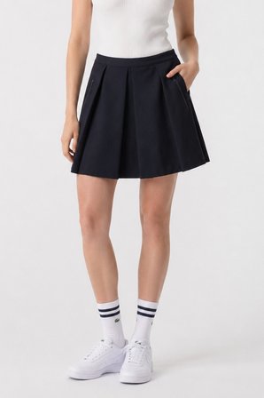 Lacoste Slim Fit Womens Skirt Dar Kesim Yırtmaçlı Kadın Kot Etek Koyu Lacivert