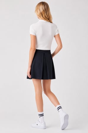 Lacoste Slim Fit Womens Skirt Dar Kesim Yırtmaçlı Kadın Kot Etek Koyu Lacivert