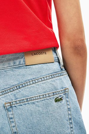 Lacoste Women's Regular Fit Denim Blue Bermuda Jean Shorts Kadın Şort Açık Mavi