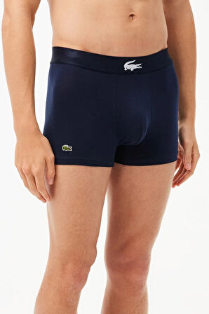 Lacoste Cotton Stretch Ultra Comfortable Trunk Erkek 3 lü Boxer Siyah Yeşil Beyaz