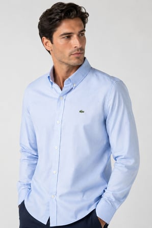 Lacoste Men's Slim Fit Blue Shirt Slim Fit Pamuklu Erkek Gömlek Mavi