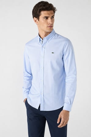 Lacoste Men's Slim Fit Blue Shirt Slim Fit Pamuklu Erkek Gömlek Mavi