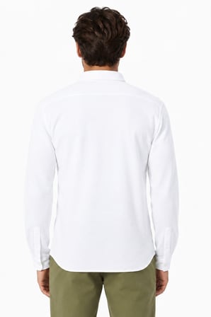 Lacoste Mens Slim Fit White Cotton Shirt Dar Kesim Organik Pamuklu Pike Erkek Gömlek Beyaz