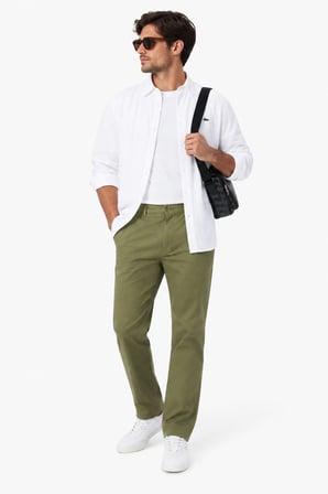 Lacoste Mens Slim Fit White Cotton Shirt Dar Kesim Organik Pamuklu Pike Erkek Gömlek Beyaz