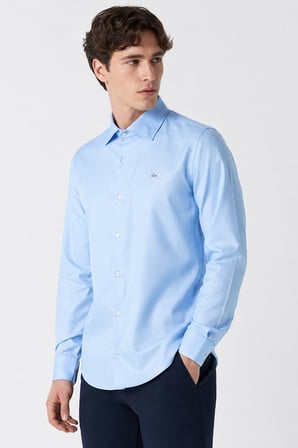 Lacoste Men's Slim Fit Blue Shirt Slim Fit Pamuklu Erkek Gömlek Mavi