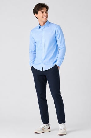 Lacoste Men's Slim Fit Blue Shirt Slim Fit Pamuklu Erkek Gömlek Mavi