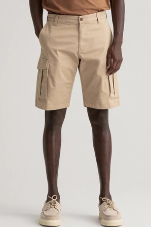 GANT Men's Relaxed Twill Cargo Bermuda Shorts Erkek Rahat Kesim Dokuma Kargo Şort Bej