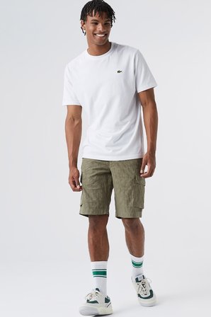 Lacoste Men's Patterned Bermuda Cargo Shorts with Pockets Khaki Erkek Desenli Bermuda Kargo Cepli Şort Haki