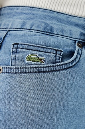 Lacoste Slim Fit Womens Skirt Dar Kesim Yırtmaçlı Kadın Kot Etek Mavi