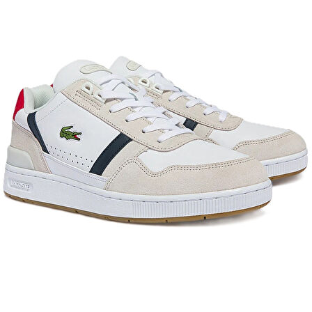 Lacoste SPORT T-Clip Hakiki Deri Erkek Beyaz Sneaker 