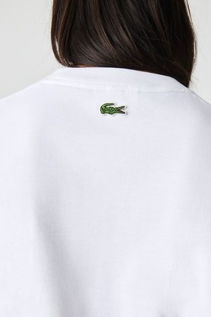 Lacoste Relaxed Fit Mens Tee Bisiklet Yaka Organik Pamuk Erkek Tişört Beyaz