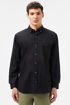 Lacoste Men's Regular Fit Button-Down Cotton Shirt Erkek Düğmeli Yaka Pamuklu Gömlek Siyah