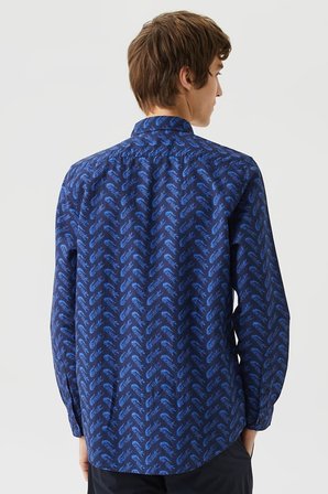 Lacoste Mens Regular Fit Navy Shirt Standart Kesim Düğmeli Erkek Keten Gömlek Lacivert