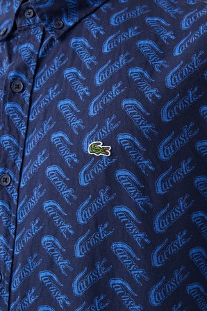 Lacoste Mens Regular Fit Navy Shirt Standart Kesim Düğmeli Erkek Keten Gömlek Lacivert