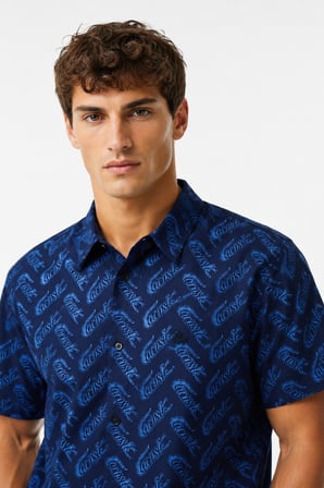 Lacoste Men's Relaxed Fit Navy Shirt Bol Kesim Erkek Kısa Kol Gömlek Lacivert