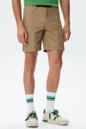 Lacoste Men's Regular Fit Cotton Bermuda Shorts Grey Erkek Pamuklu Bermuda Şort Haki