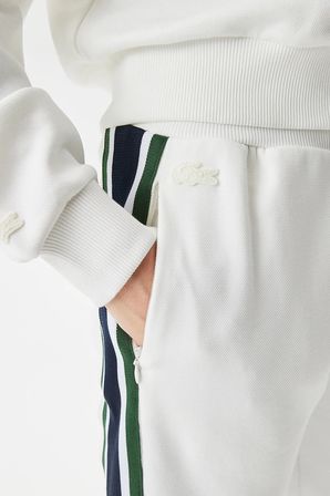 Lacoste Women's Joggers Slim Fit Renk Bloklu Organik Pamuk Kadın Eşofman Altı Beyaz