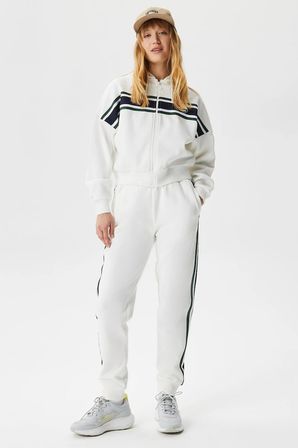 Lacoste Women's Joggers Slim Fit Renk Bloklu Organik Pamuk Kadın Eşofman Altı Beyaz