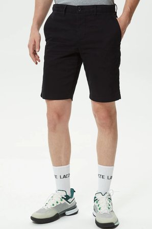 Lacoste Men's Slim Fit Organic Cotton Bermuda Black Shorts Erkek Dar Kesim Pamuk Bermuda Şort Siyah