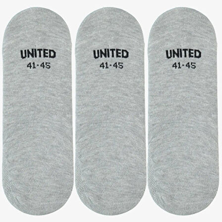 United4 Non-Slip Heel Grid Sucks KAydırmaz Silikon Destekli Babet Çorap (41-45) 3 Lü Gri