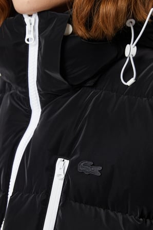 Lacoste Kapitone Down Fill Jacket Kapişonlu Yaka Kadın Mont Siyah 