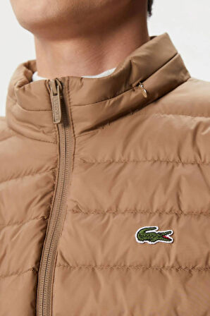 Lacoste Down Fill Jacket Kaztüyü Dolgu Gizli Kapüşonlu Açık Kahverengi Mont