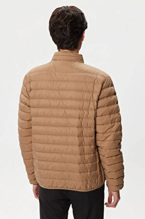 Lacoste Down Fill Jacket Kaztüyü Dolgu Gizli Kapüşonlu Açık Kahverengi Mont