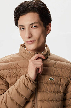 Lacoste Down Fill Jacket Kaztüyü Dolgu Gizli Kapüşonlu Açık Kahverengi Mont