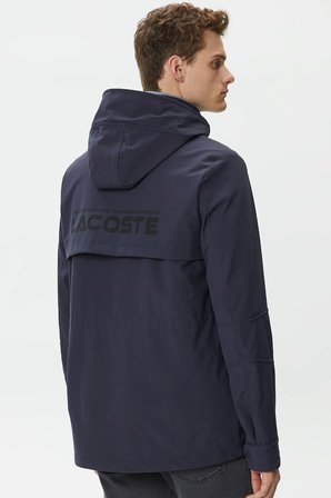 Lacoste Hooded Outdoor Men's Jacket Navy Erkek Çıkarılabilir Kapitone Yelekli Erkek Mont Lacivert
