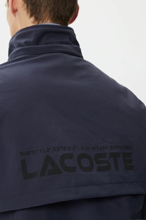 Lacoste Hooded Outdoor Men's Jacket Navy Erkek Çıkarılabilir Kapitone Yelekli Erkek Mont Lacivert