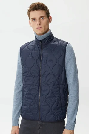 Lacoste Hooded Outdoor Men's Jacket Navy Erkek Çıkarılabilir Kapitone Yelekli Erkek Mont Lacivert