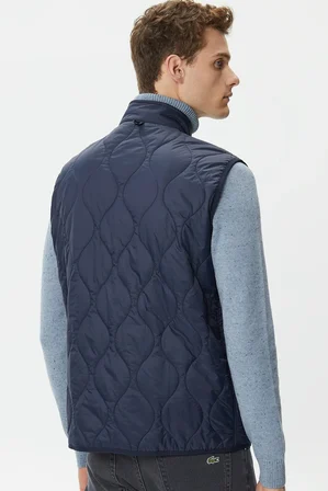 Lacoste Hooded Outdoor Men's Jacket Navy Erkek Çıkarılabilir Kapitone Yelekli Erkek Mont Lacivert