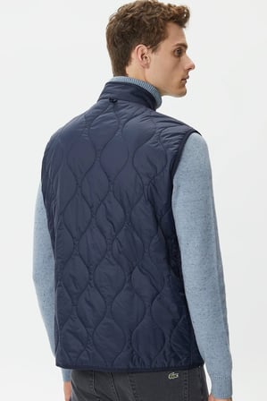 Lacoste Hooded Outdoor Men's Jacket Navy Erkek Çıkarılabilir Kapitone Yelekli Erkek Mont Lacivert