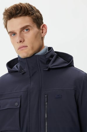 Lacoste Hooded Outdoor Men's Jacket Navy Erkek Çıkarılabilir Kapitone Yelekli Erkek Mont Lacivert